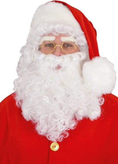 KIMU® Kerstman Pruik Baard Wit - Kerst Kerstmis Baardstel Wenkbrauwen Festival