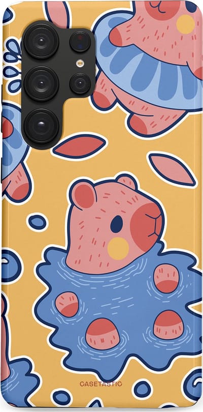 Casetastic Hoesje Geschikt voor Samsung S25 Ultra - Stijlvolle Beschermende Duo-layer Case - Capibara plons