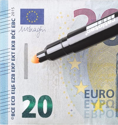 Geld Test Pen - Valuta Controle - Biljetten Controleren - Snelle Chemische Reactie - 13.5 x 1.6 cm - Zwart