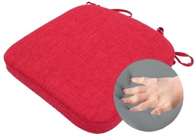 Eetkamerstoelkussens met Traagschuim en Machinewasbare Hoes - Comfortabele Zitkussens voor Binnen - 38 x 38 cm - Rood