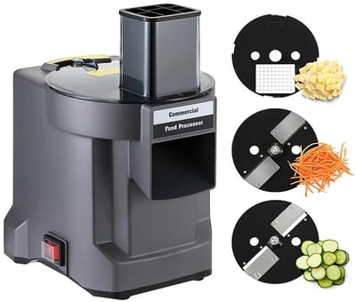 Emvae Groentesnijder - Foodprocessor - Hakmolen - Snijmachine - Elektrisch - 3-in-1 Groentehakmolen - Voor Snijden Raspen en Blokjes - 100W - Grijs