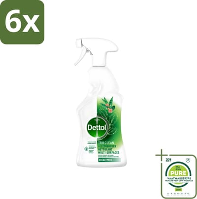 Dettol Tru Clean - Allesreiniger - Spray - Eucalyptus - Multi-Oppervlakken - 500ml - Voordeelverpakking - 6 stuks - Allesreiniger - Schoonmaakspray