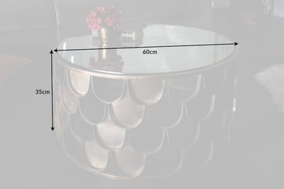 Ronde salontafel ABSTRACT 60cm antiek messing metaal glas industrieel visschub design - 40110