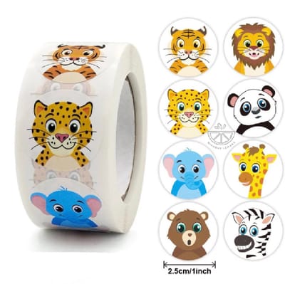 Without Lemons Beloningsstickers Dierentuindieren |500 stuks  |Sluitstickers | Sticker rol |Zindelijk stickers |Stickers voor kinderen en peuters |Oefen stickers |Schoolspullen |Onderwijs |Boerderij en Dierentuin dieren| Cadeau |Inpakken |
