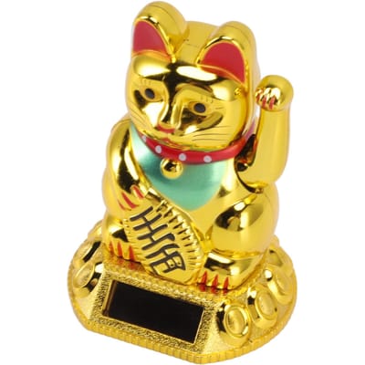 Chinese Gelukskat Decoratie Zwaaiende Arm Zonne-energie Licht Inductie Standbeeld Beeldje Voor Huis Auto Ornamenten Type 1 yellow