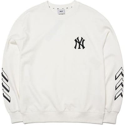 MLB New York Yankees Logo Print Ronde Hals Sweatshirt Unisex sweatshirt Wit 3AMTS0514-50IVS S white