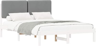 Bedframe met Hoofdbord - Houten Bedframe Stoffen Hoofdbord - Slaapkamer Inrichten - Strak Rechthoekig Ontwerp - 140 x 190 cm