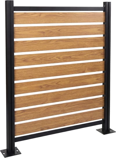 Aluminium vuilnisbakhek MCW-K57, basiselement voor vuilnisbakbekleding, houtlook, uitbreidbaar, 130 x 110 x 6 cm ~ lichtbruin