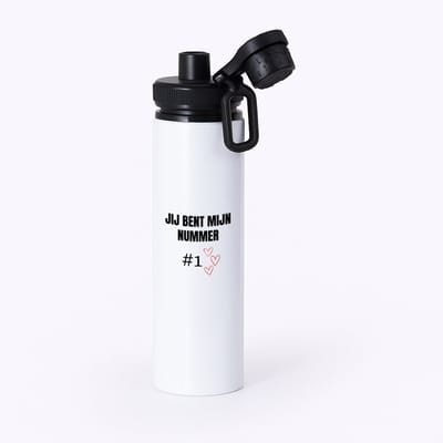Hacebo® - Jij bent mijn nummer één waterfles met draaidop zwart - Liefde - Iemand die je in het zonnetje wilt zetten - nummer 1 - leuke cadeau - kado - verjaardag - geschenk - water fles - 850ML