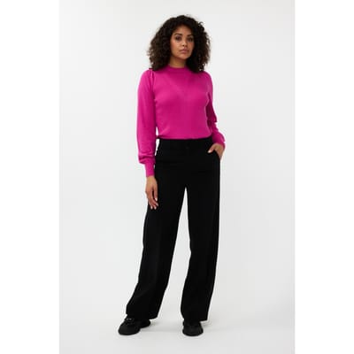EsQualo Sweater Mix Rib V-detail Lurex Neon Cerise Maat: S | Sweaters Outlet | Dames | Roze