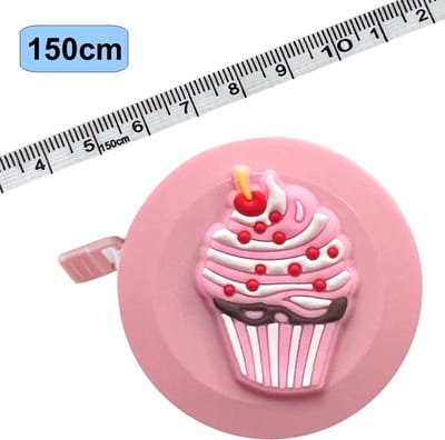 Rolmaat Cartoon - Meetlint Lichaam - Lichaam Meter - Meetband - Klussen Meetlint - Lintmeter - Hobby Meetlint - Uittrekbaar - 150cm - Roze - Cupcake
