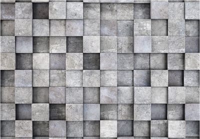 Fotobehangkoning - Behang - Vliesbehang - Fotobehang Betonnen Blokken 3D - 150 x 105 cm