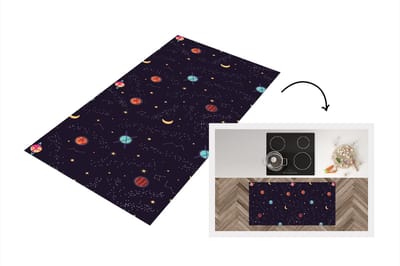 Keukenloper - Loper keuken - Planeten - Sterren - Patronen - 120x60 cm - Keukenloper vinyl