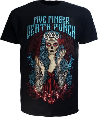 Five Finger Death Punch Lady Muerta Band T-Shirt - Officiële Merchandise - L