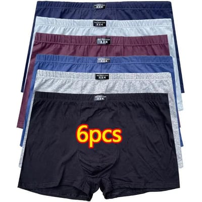 6 STUKS Heren Ondergoed, Ademend en Zweetabsorberend, Katoenen Boxershorts voor Mannen van Middelbare Leeftijd en Ouderen, Losse Papa Boxershorts in Grote Maten L gray