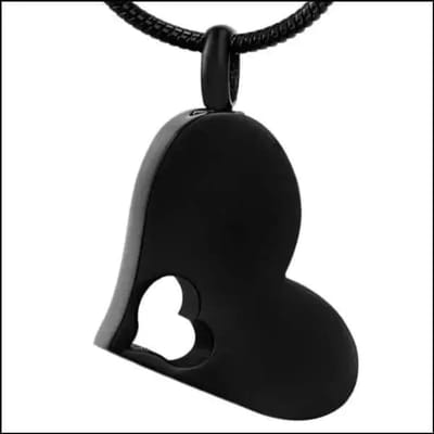 Aramat Jewels | Gedenkhangers | Stalen Crematiehanger Hart Zwart – 316L Staal 3x1,8cm Open Hart | | | |20mm | Staal | Volwassenen | Verkleurd niet