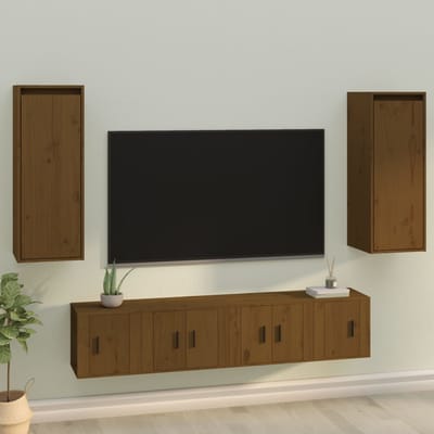 vidaXL - Wandkasten - 2 - st - 30x30x80 - cm - massief - grenenhout - honingbruin