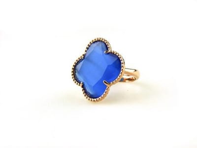 model Fiori ring in zilver roze verguld kobaltblauw