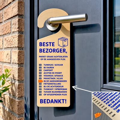 Deurhanger pakketbezorging – 12 afleverlocaties – verstelbare aanwijzer – voorkomt gemiste pakketten