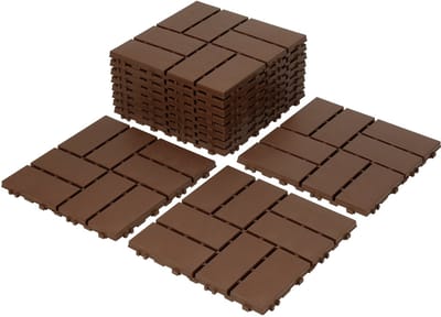 Kunststof vlondertegels bruin 30x30 cm, 33 stuks (3 m²), eenvoudig kliksysteem voor buiten