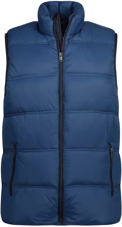 JP 1880 - Heren - Gewatteerde bodywarmer outdoor opstaande kraag buik-fit - Blauw denim - Maat XL