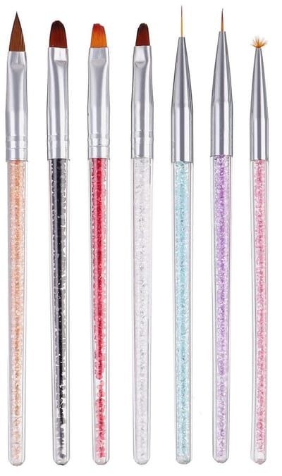 Dailygoods- Nail Art Borstel Set 7 Stuks - Liner Borstel - UV Gel Schilderen - Acryl Borstels - Strass Steentjes - Duurzaam en Pluisvrij - Nailartkwasten