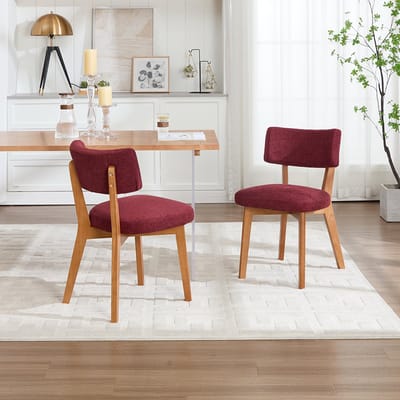 BLACKCOLORS Set van 2 moderne eetkamerstoelen in mid-century stijl, poten van massief hout, met stof beklede zitting, voor de keuken, eetkamer of kantoor