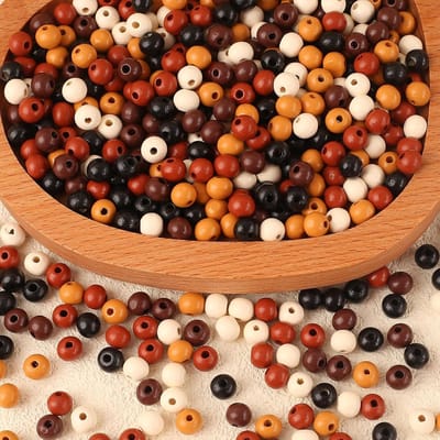 Kralen in kleurrijke natuurlijke houten kralen om te rijgen, voor doe-het-zelf sieraden maken (kleurrijk, 8 mm)