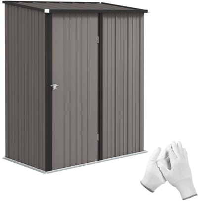 Outsunny Garden Storage Shed-Verzinkt staal-161,5L x 94,5B x 196H cm-Lichtgrijs