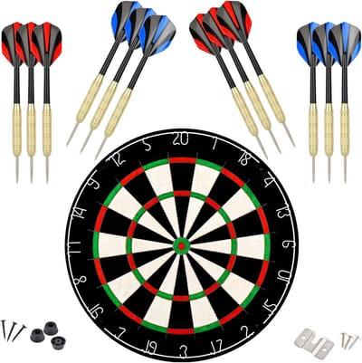 Professioneel Steeltip Dartbord met Vaste Bullseye, Inclusief 18g Darts en Montagemateriaal