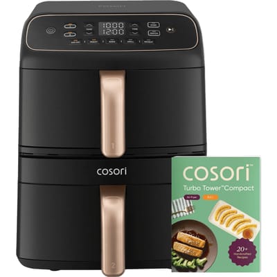 Cosori TurboTower Compact airfryer - Keramische anti-aanbaklaag - Dubbele heteluchtfriteuse - 8.6 liter