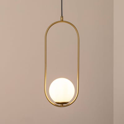 Opviq Hanglamp Mudoni, goud/wit, glas, metaal, E27