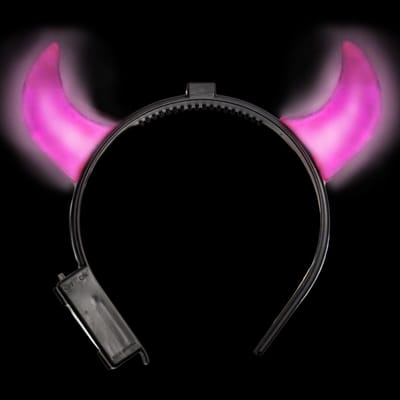 Partychimp Duivel Hoorns Met Roze Licht voor bij Halloween Kostuum Volwassenen Halloween Kostuum Heren Halloween Kostuum Dames Carnaval Accessoires Carnavalskleding Dames Carnavalskleding Heren - Inclusief batterijen