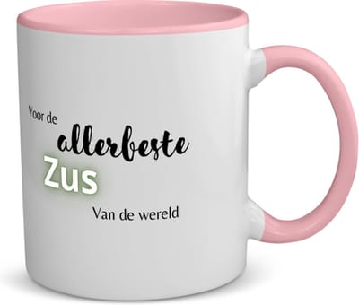 Akyol - voor de allerbeste zus van de wereld koffiemok - theemok - roze - Zus - de beste zus - verjaardagscadeau - verjaardag - cadeau - cadeautje voor zus - zus artikelen - kado - geschenk - gift - 350 ML inhoud