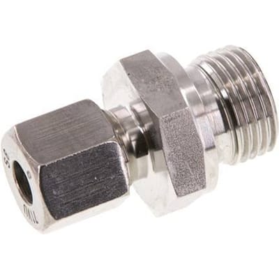 G 1/2'' Buitendraad x 8S RVS Rechte Snijring Koppeling met FKM Afdichting 630 Bar DIN 2353 - FL2S-MC-STFP-012G-08-S
