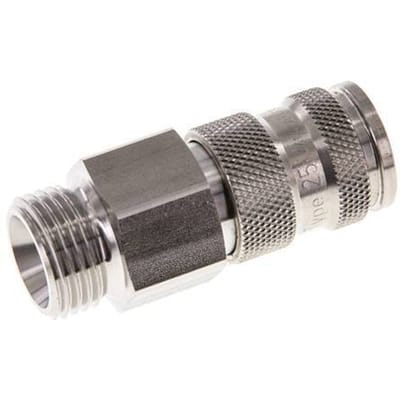 RVS 306L DN 7.8 Luchtkoppeling Snelkoppeling G 1/2 inch Buitendraad Double Shut-Off - CLS7-M-SSL-SV-P-BL-012