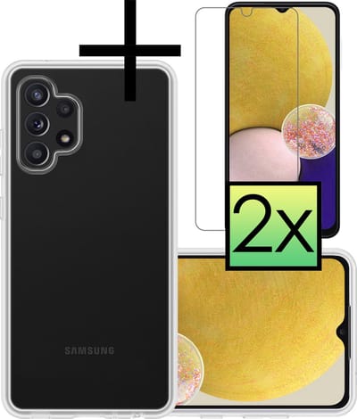 Hoesje - Met 2x Screenprotector - Geschikt voor Samsung Galaxy A13 4G - Sterk & Shockproof - Back Cover - Siliconen Case - Telefoon Hoes - Transparant