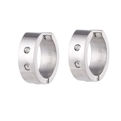 Aramat Jewels | Oorringen | Brede mini Huggies met Kristal 13x7mm | | | |7mm | Staal | Volwassenen | Verkleurd niet