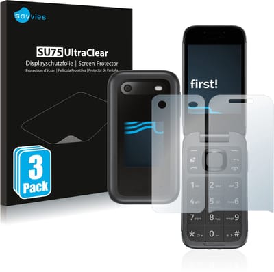 Savvies - Screenprotector voor Nokia 2660 Flip (Voor+Achter) - Folie Beschermfolie transparant 6 Stuks