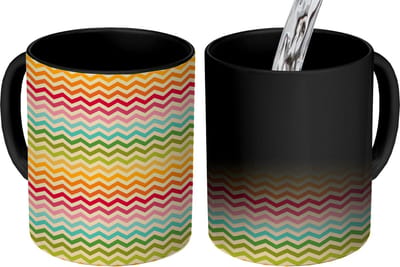 Magische Mok - Foto op Warmte Mokken - Koffiemok - Patroon - Regenboog - Retro - Magic Mok - Beker - 350 ML - Theemok