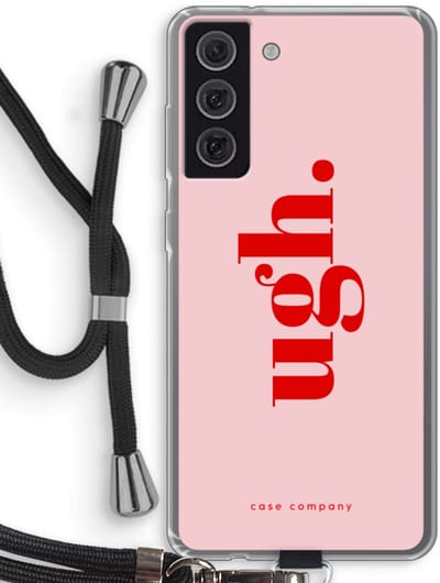 Case Company® - Hoesje met koord geschikt voor Samsung Galaxy S21 FE hoesje met Koord - Ugh - Telefoonhoesje met Zwart Koord - Bescherming aan alle Kanten en Over de Schermrand