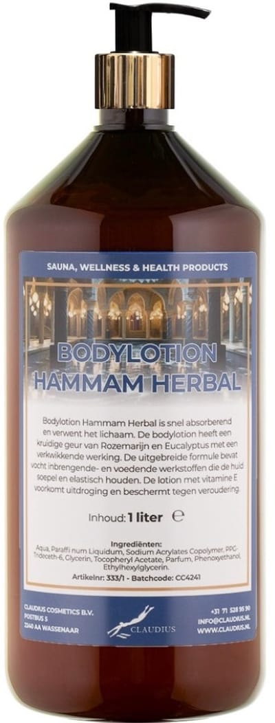 Bodylotion Hammam Herbal 1 liter met gouden pomp