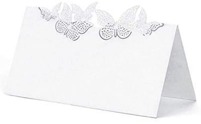 Tafelkaarten met Geperforeerde Vlinders - Wit, 10 Stuks