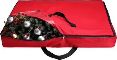 Opbergdoos Krans - Decoratie Tas - Seizoensopslag - Met Handvat - 76 cm - Grijs