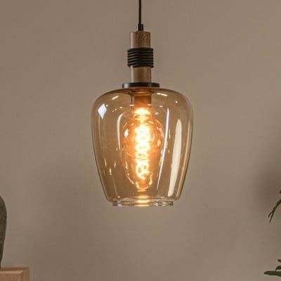 Lucide Hanglamp Ilona, glas, Ø 22 cm, zwart/oranje, 1-lamp
