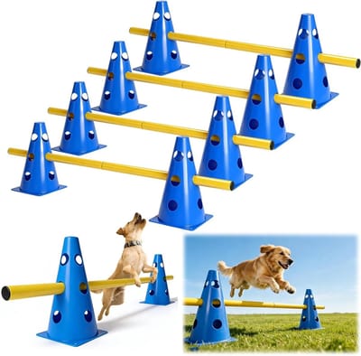 Praktische Agility Set voor Honden en Kinderen, Verstelbare Hordes en Cones voor Sport en Spel, Ideaal voor Equestre en Hondensport (8 Cones, 23 cm Hoog)