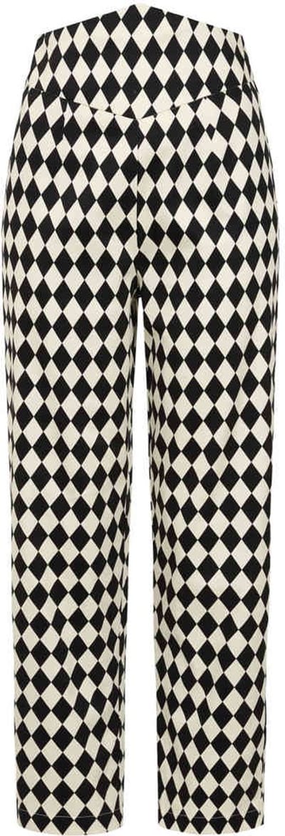 Banned - Samantha Harlequin Broek rechte pijpen - S - Zwart/Wit