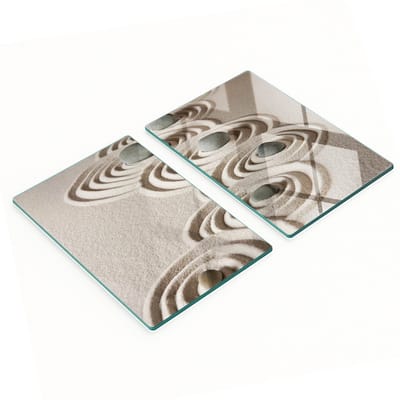 Keukenplanken van gehard glas met afbeeldingen van Zen Stones Sand, 2x40x52 cm