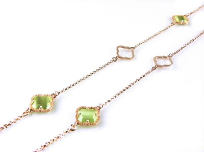 model Fiori open klavers collier in zilver roze verguld groene klavers