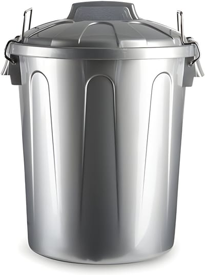 Plasticforte afvalemmer - zilver - 21L - kunststof - H42 cm - met deksel - prullenbak/afvalbak